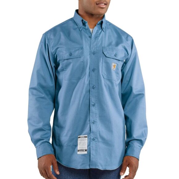 NWT CARHARTT Flame Resistant Twill Work Shirt, Medium Blue, Cat 2, Sz XXL R - Picture 1 of 10